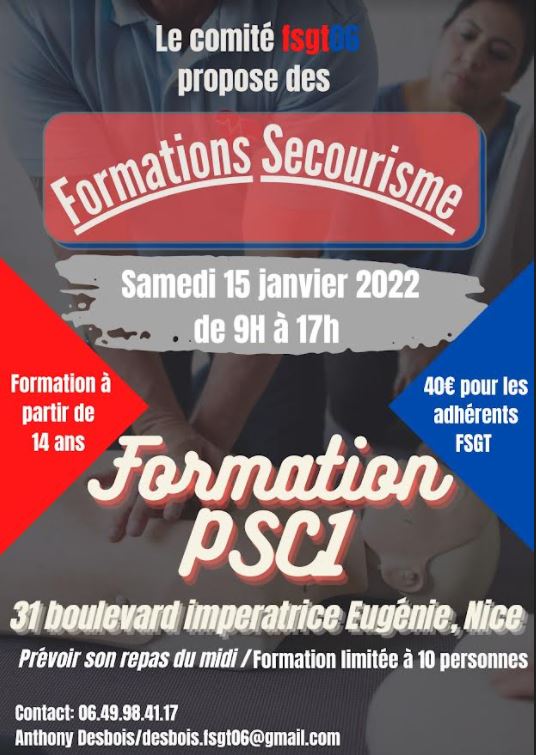 FORMATION PSC1 LE 15 JANVIER